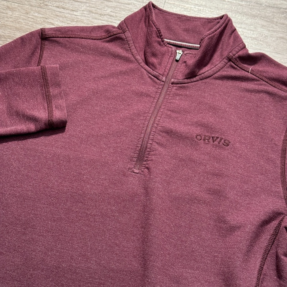 Orvis Sweater Mens Small Maroon 1/4 Zip Long Sleeve Sweater Classic Knitwear